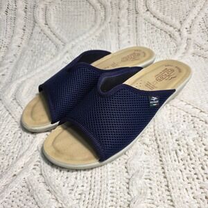 Fly Flot Slide Sandals Navy Blue Mesh Anatomic Made in Italy Womens 40 Good